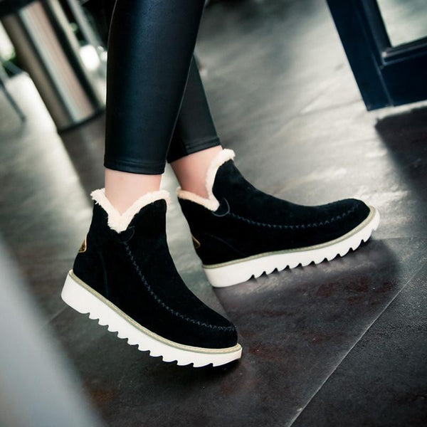Women's Faux Fur-Trimmed Suede Winter Boots