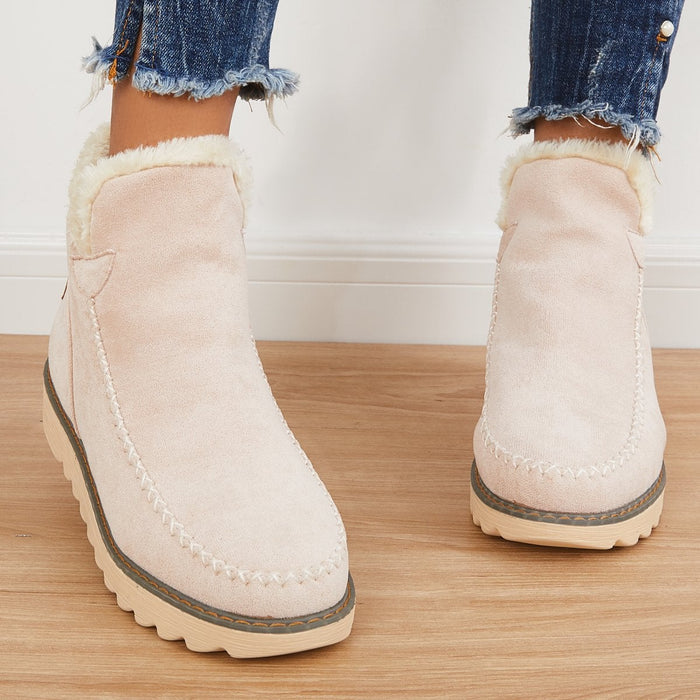 Women's Faux Fur-Trimmed Suede Winter Boots