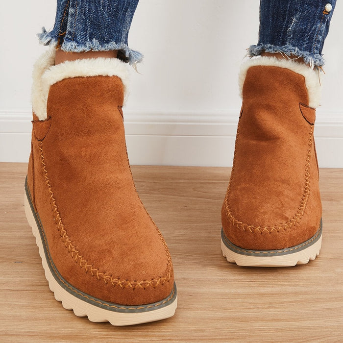 Women's Faux Fur-Trimmed Suede Winter Boots