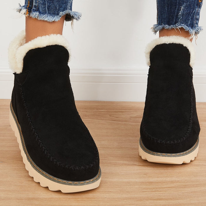 Women's Faux Fur-Trimmed Suede Winter Boots