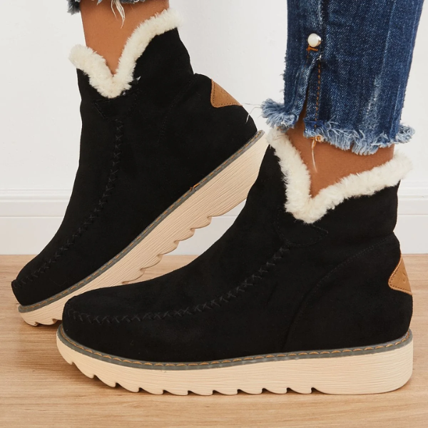 Women's Faux Fur-Trimmed Suede Winter Boots