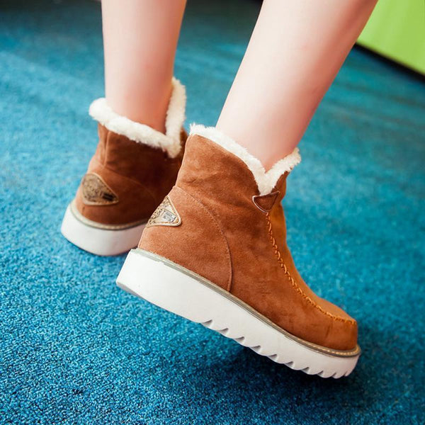 Women's Faux Fur-Trimmed Suede Winter Boots