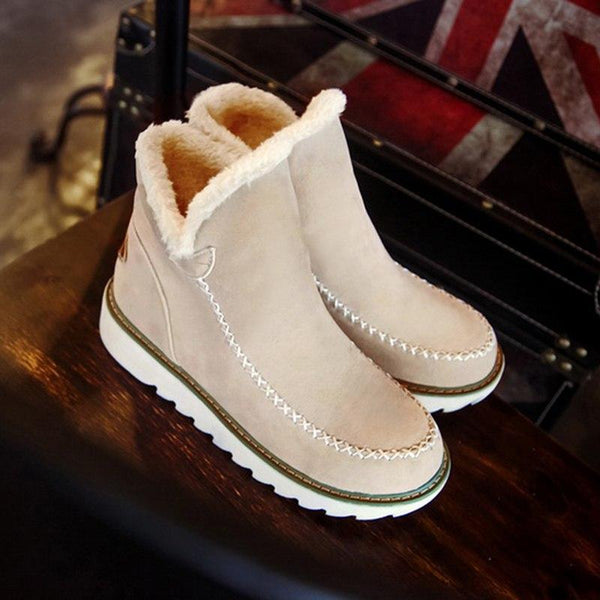 Women's Faux Fur-Trimmed Suede Winter Boots
