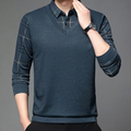 Men's Printed-Sleeve Layered V-Neck Pullover