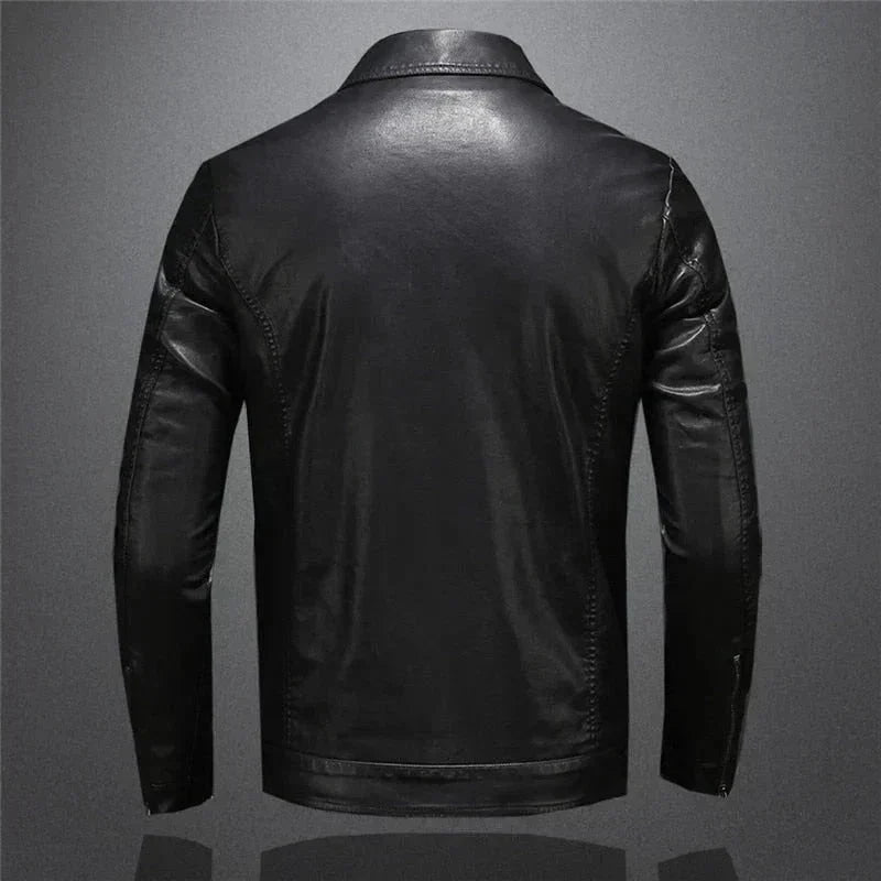 Men's Modern Collared Vegan Leather Jacket