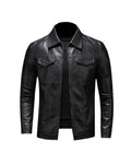Men's Modern Collared Vegan Leather Jacket