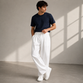 Men's Modern Pleated Wide-Leg Trousers