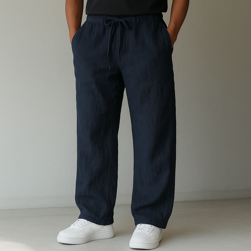 Men's Relaxed Wide-Leg Casual Drawstring Trousers