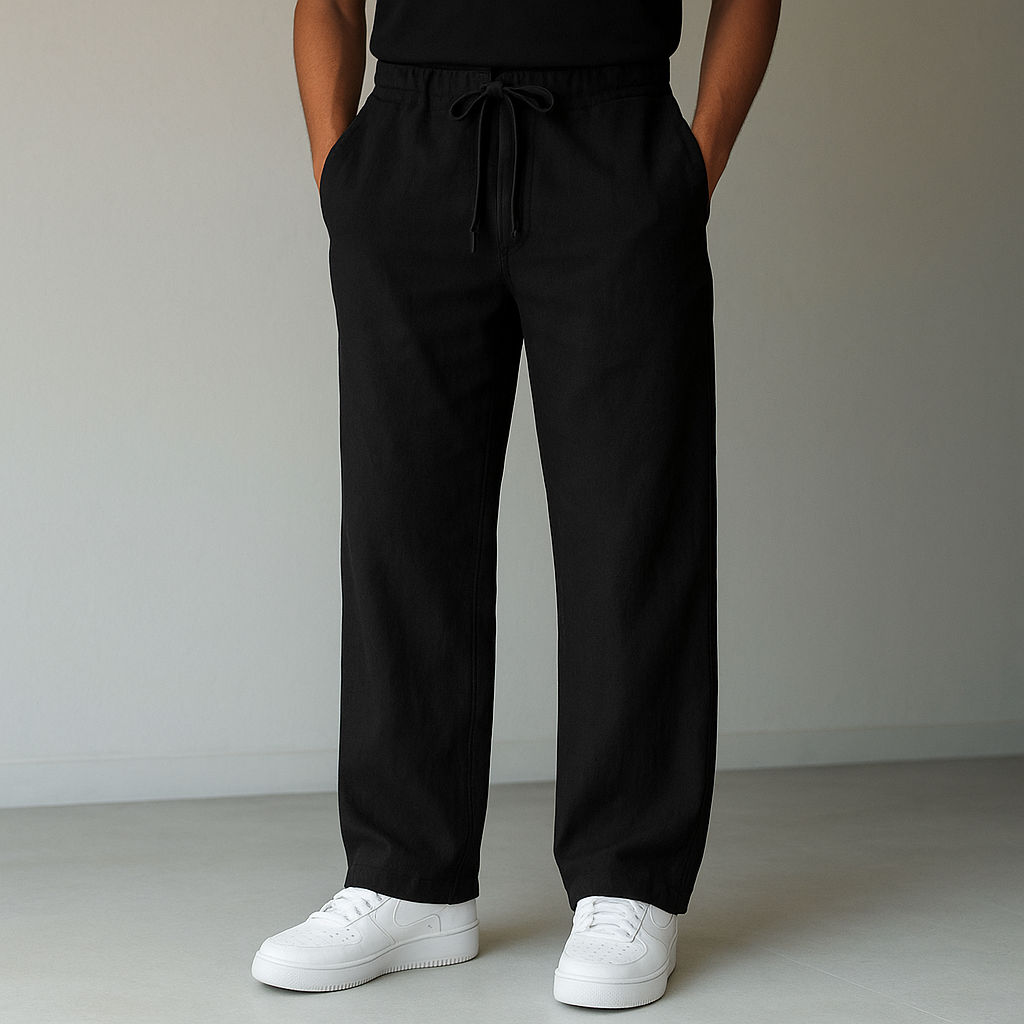 Men's Relaxed Wide-Leg Casual Drawstring Trousers