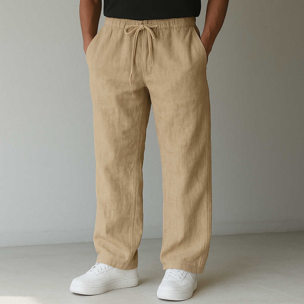 Men's Relaxed Wide-Leg Casual Drawstring Trousers