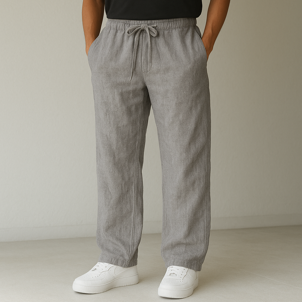 Men's Relaxed Wide-Leg Casual Drawstring Trousers