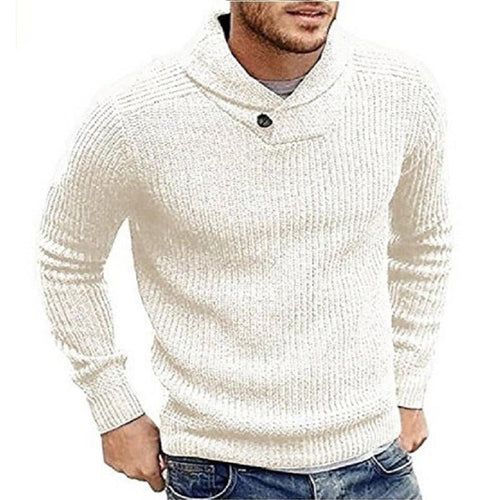 Men's Button Detail Ribbed Shawl Collar Pullover