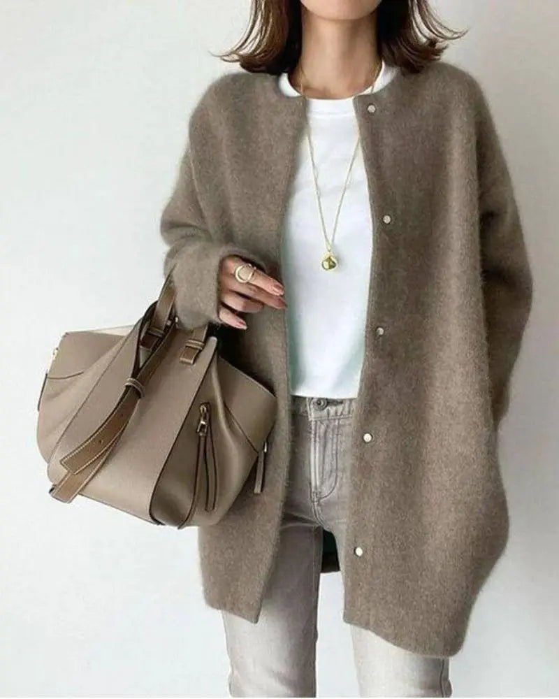 Women's Deep-Pocket Woollen Knit Cardigan