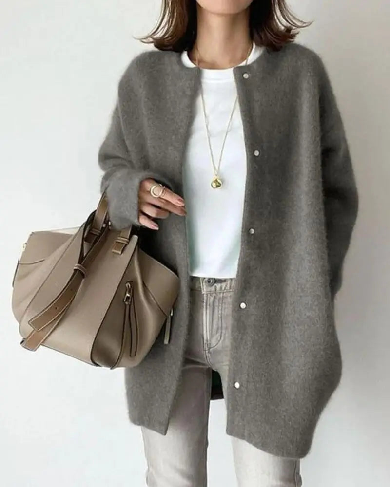 Women's Deep-Pocket Woollen Knit Cardigan