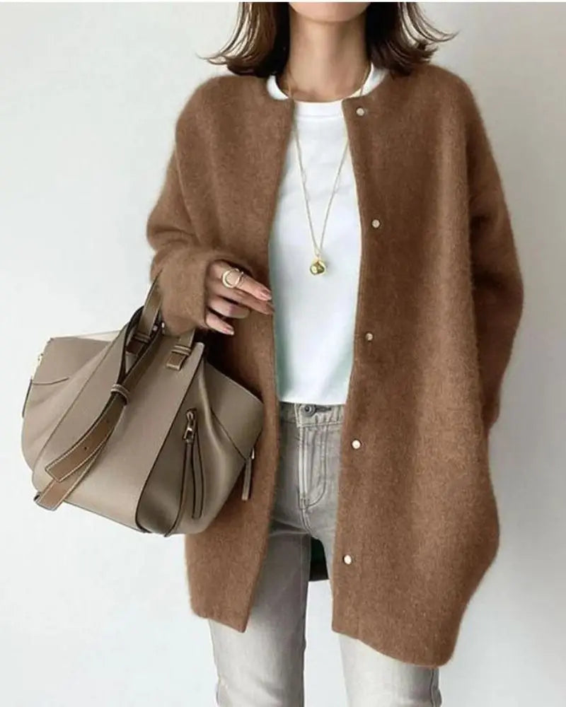 Women's Deep-Pocket Woollen Knit Cardigan