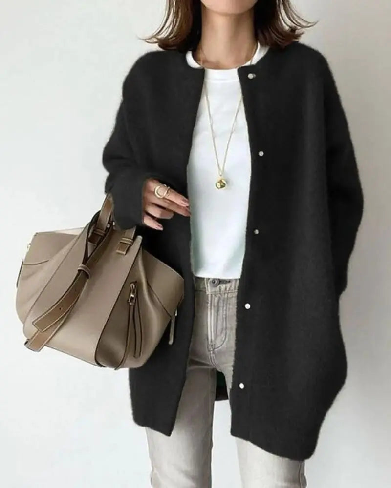 Women's Deep-Pocket Woollen Knit Cardigan