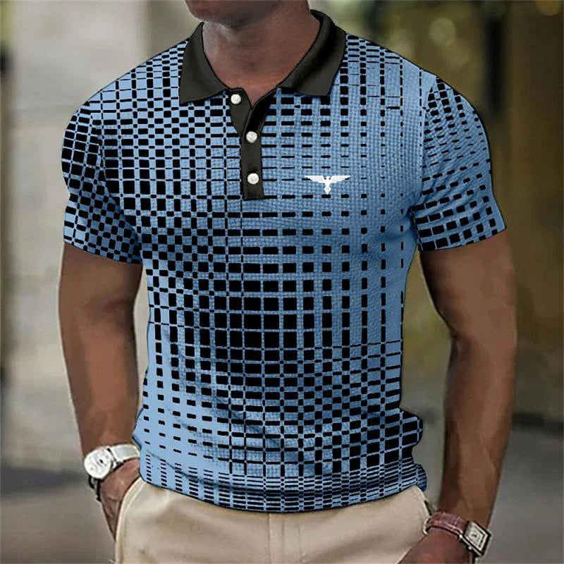 Men's Slim-Fit Contrast Collar Printed Polo