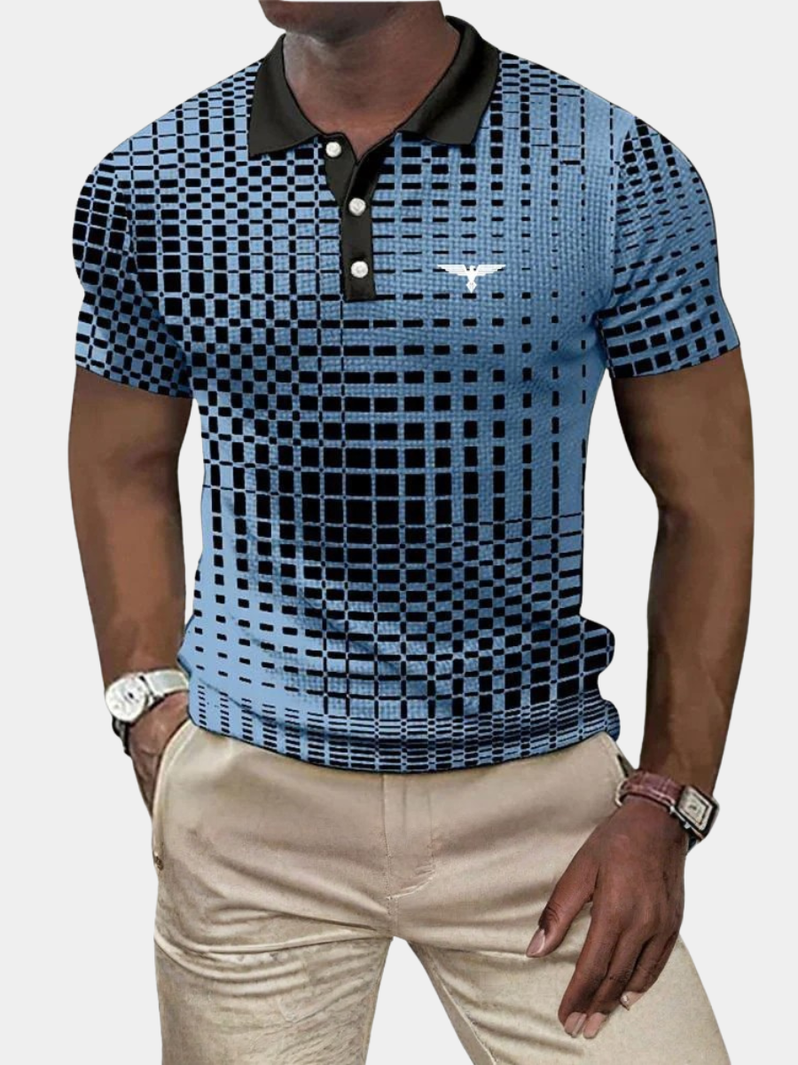 Men's Slim-Fit Contrast Collar Printed Polo