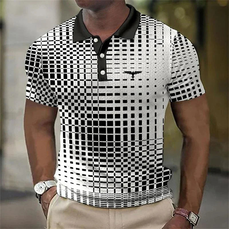 Men's Slim-Fit Contrast Collar Printed Polo