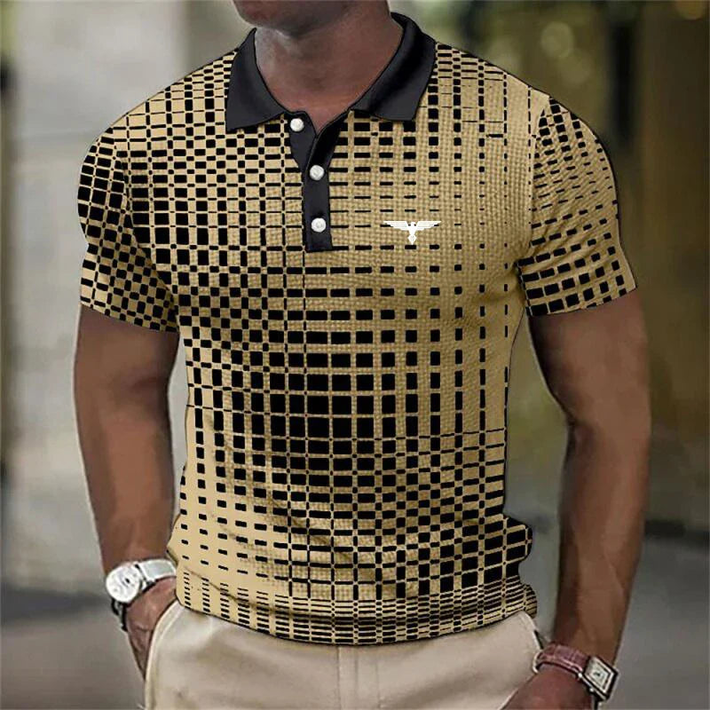 Men's Slim-Fit Contrast Collar Printed Polo