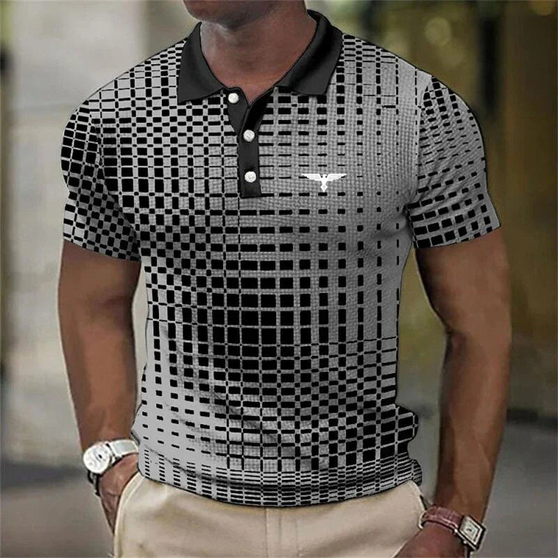 Men's Slim-Fit Contrast Collar Printed Polo