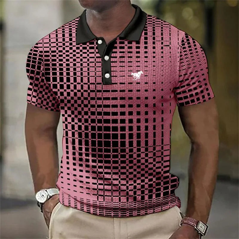 Men's Slim-Fit Contrast Collar Printed Polo