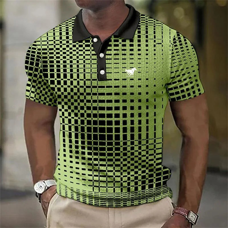 Men's Slim-Fit Contrast Collar Printed Polo