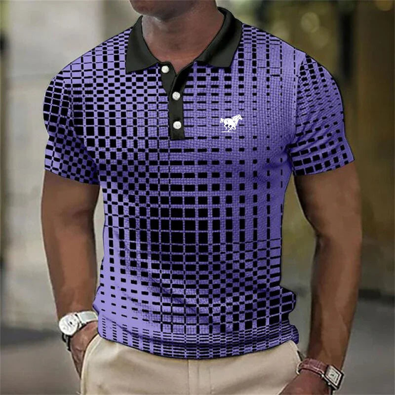 Men's Slim-Fit Contrast Collar Printed Polo