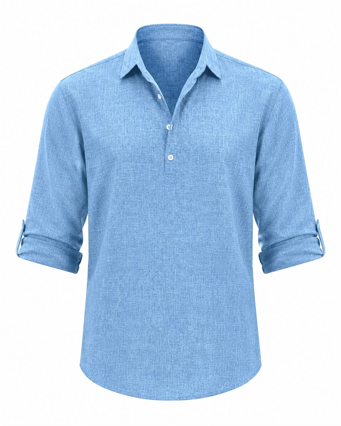 Men's Breathable Cotton Roll Sleeve Popover Shirt