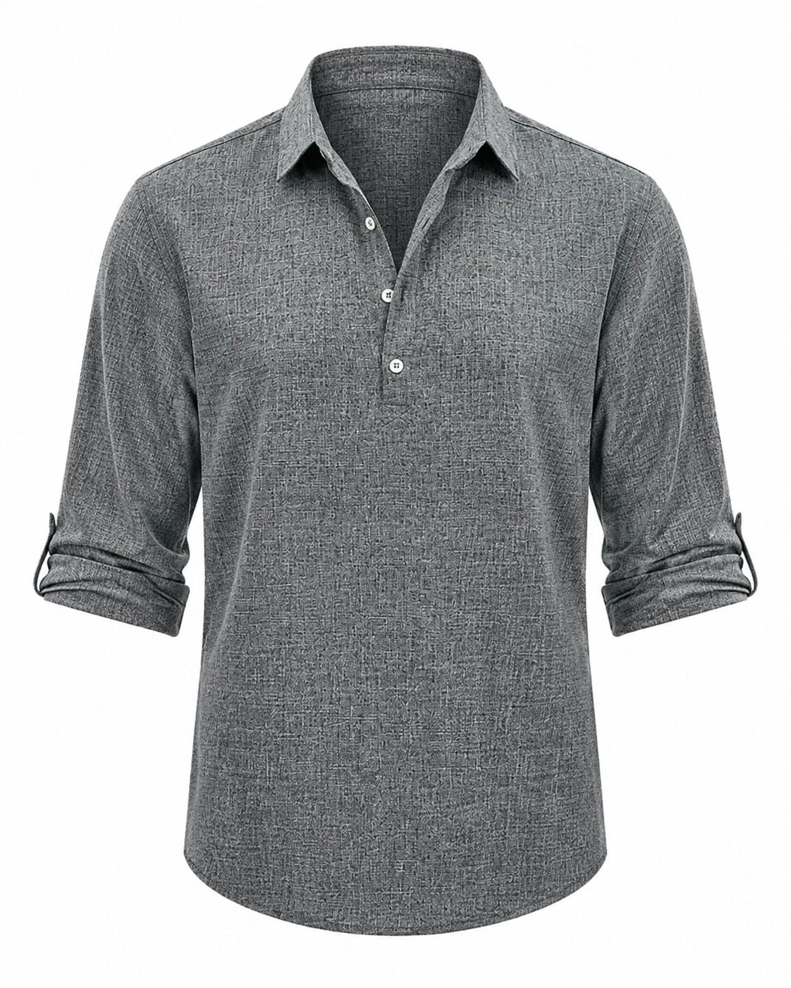 Men's Breathable Cotton Roll Sleeve Popover Shirt