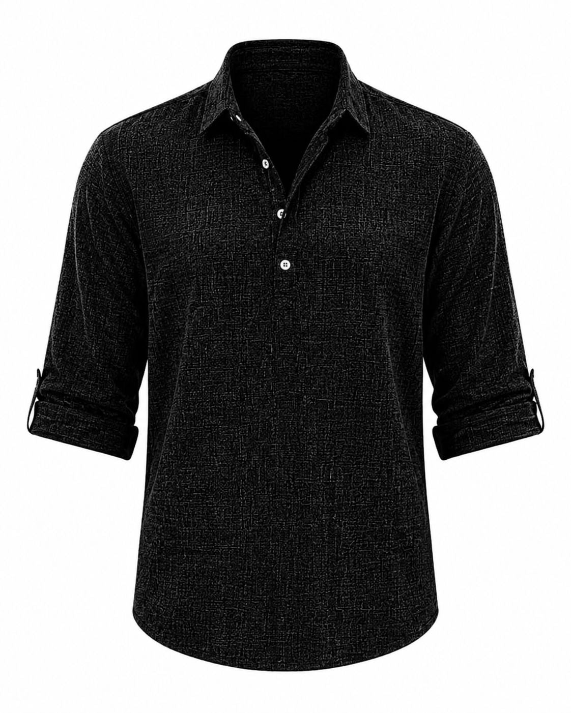 Men's Breathable Cotton Roll Sleeve Popover Shirt
