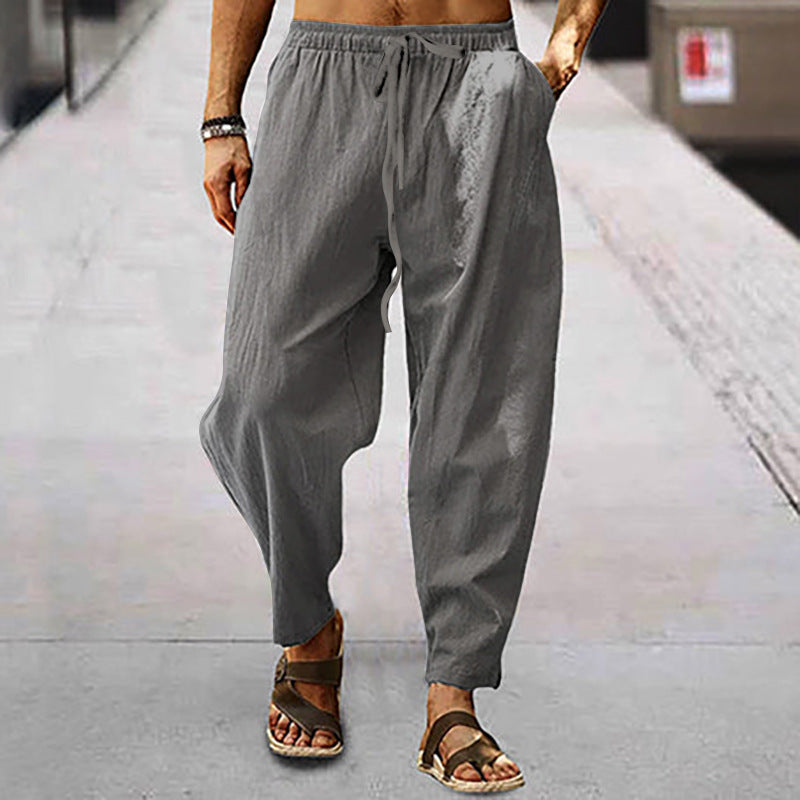Men's Lightweight Tapered Drawstring Summer Trousers