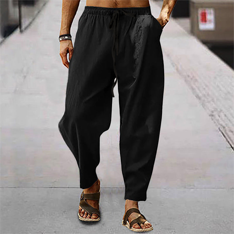 Men's Lightweight Tapered Drawstring Summer Trousers