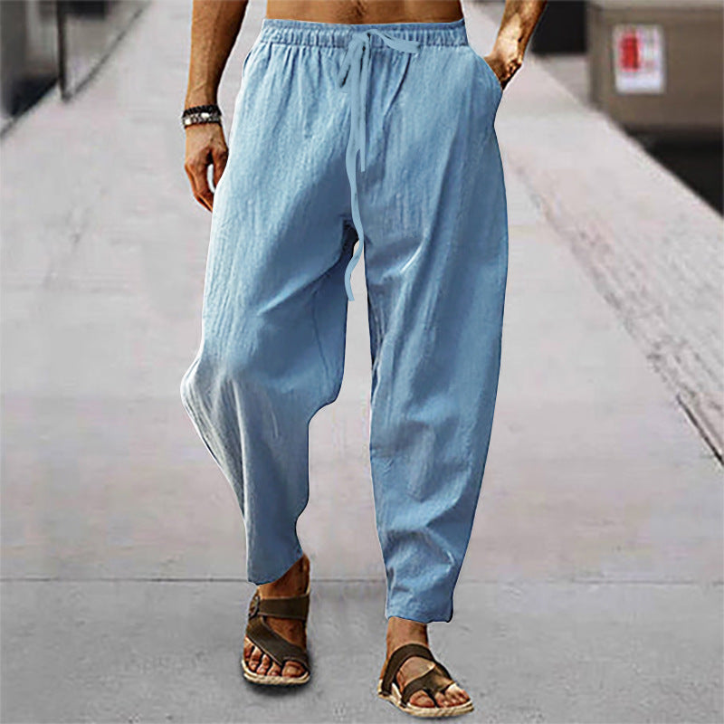 Men's Lightweight Tapered Drawstring Summer Trousers