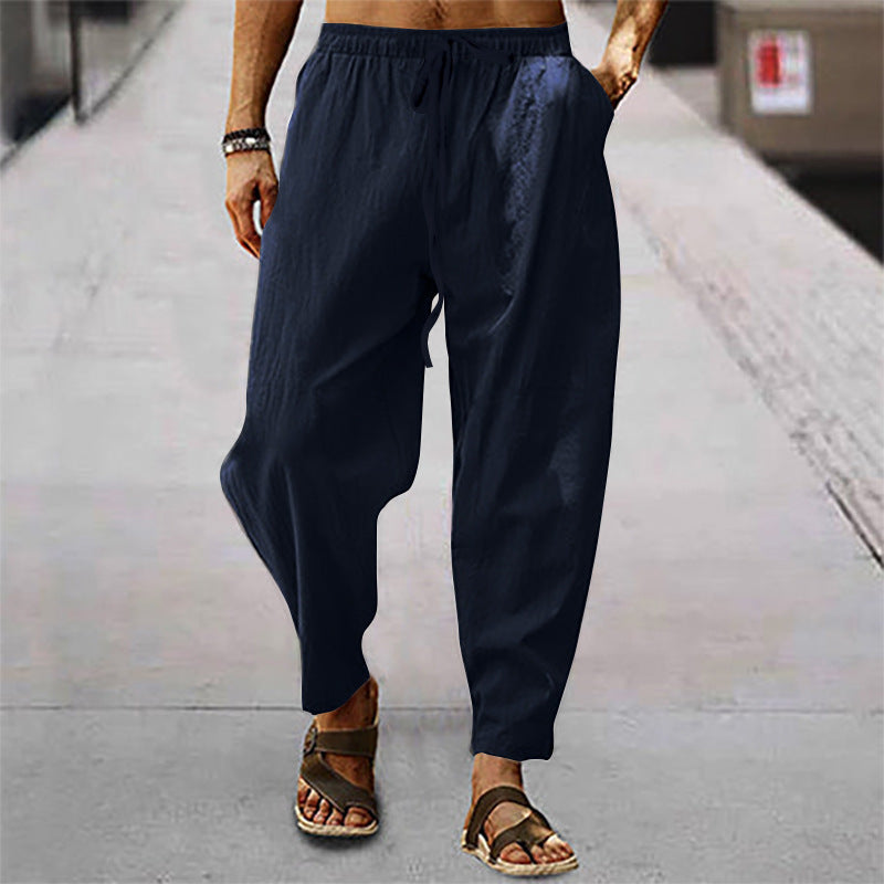 Men's Lightweight Tapered Drawstring Summer Trousers