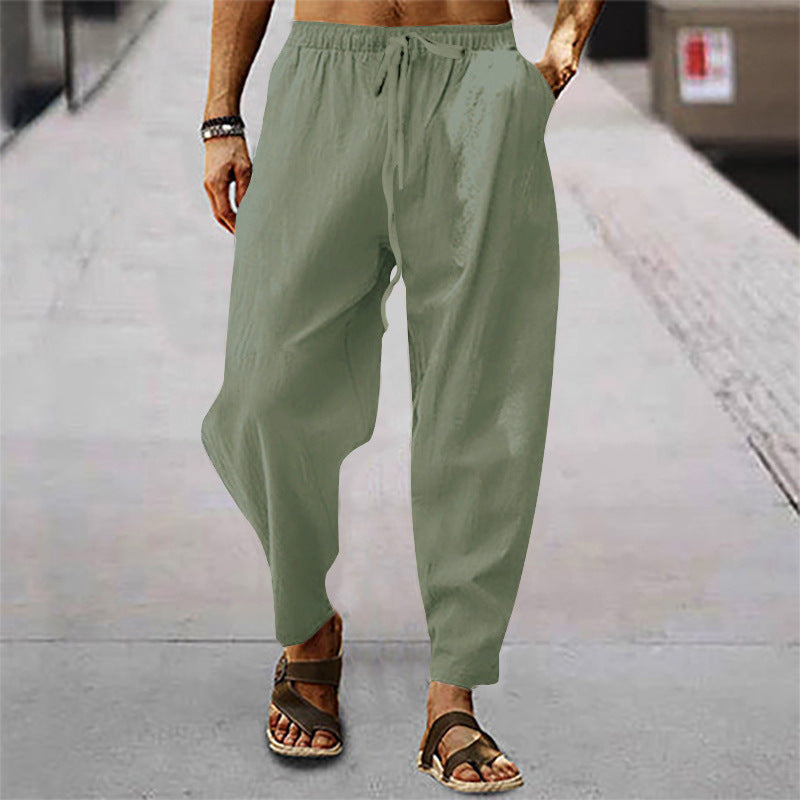 Men's Lightweight Tapered Drawstring Summer Trousers