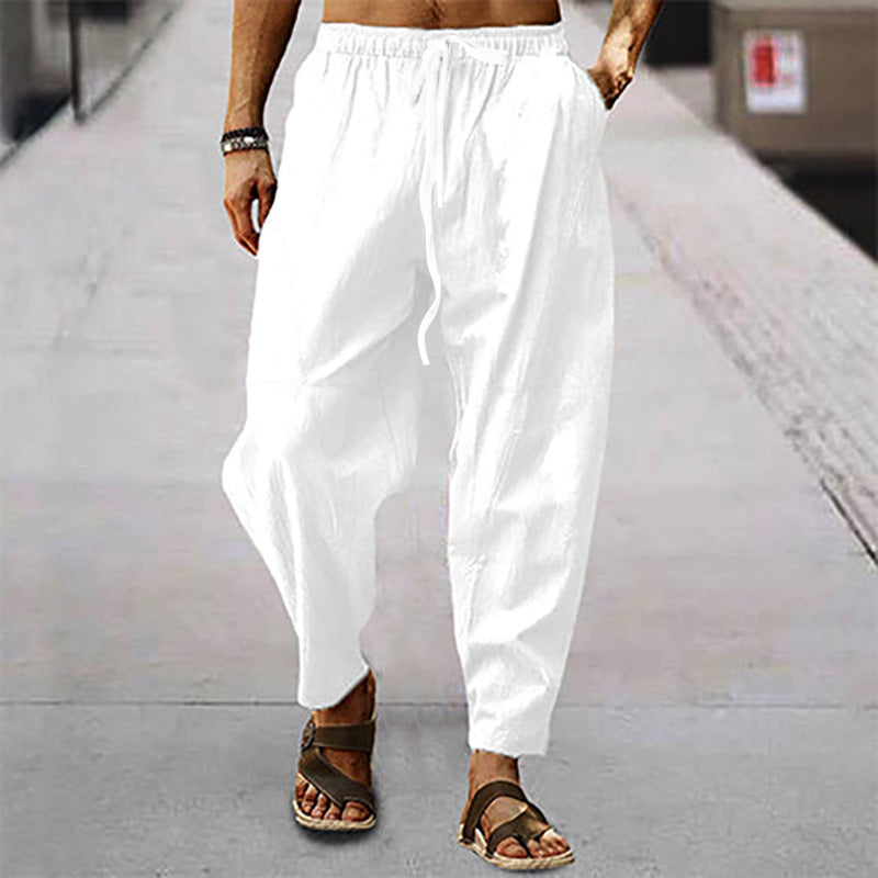 Men's Lightweight Tapered Drawstring Summer Trousers