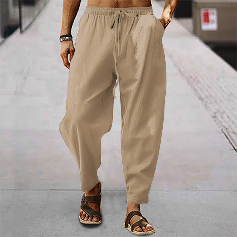 Men's Lightweight Tapered Drawstring Summer Trousers