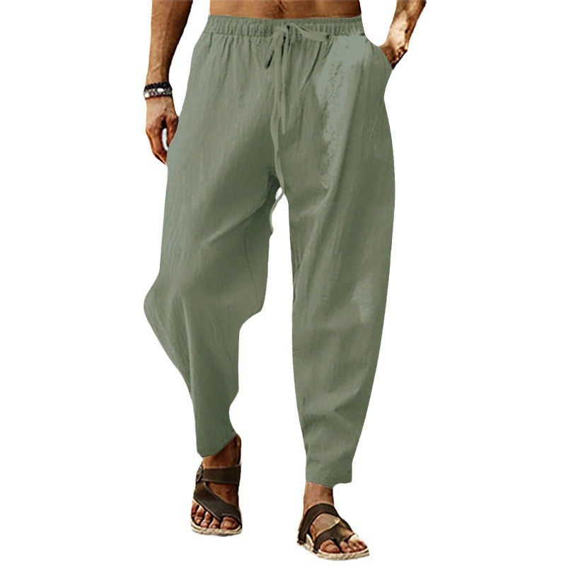 Men's Lightweight Tapered Drawstring Summer Trousers
