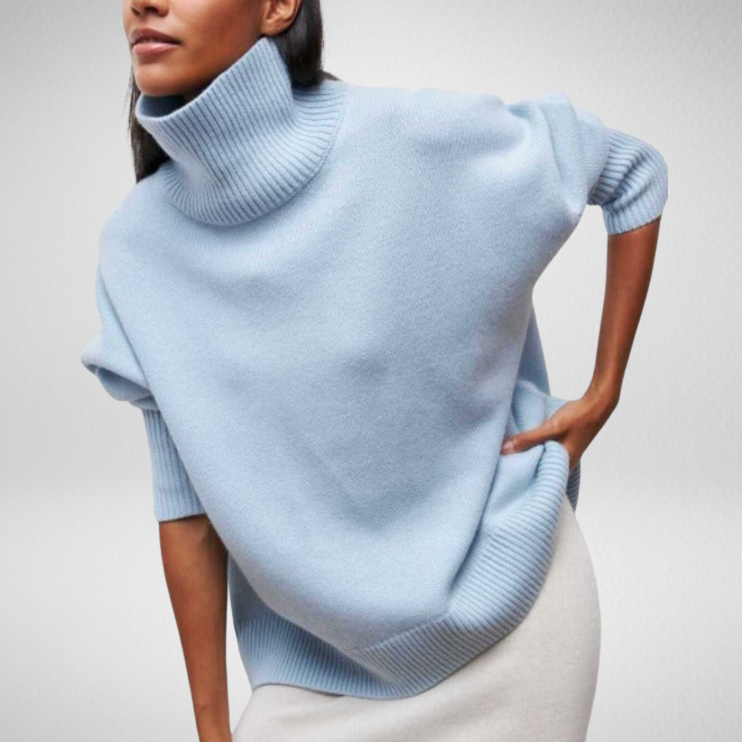 Women's Oversized Polo Neck Knit Jumper