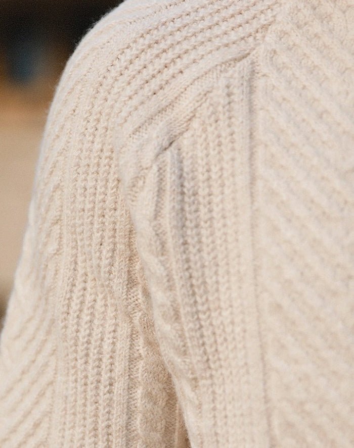Men's Warm Textured Collared Knit Pullover