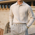 Men's Warm Textured Collared Knit Pullover