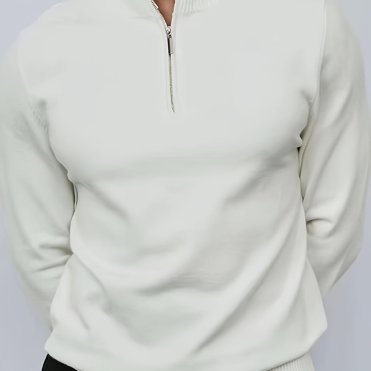 Men's Casual High Neck Half-Zip Knit Pullover