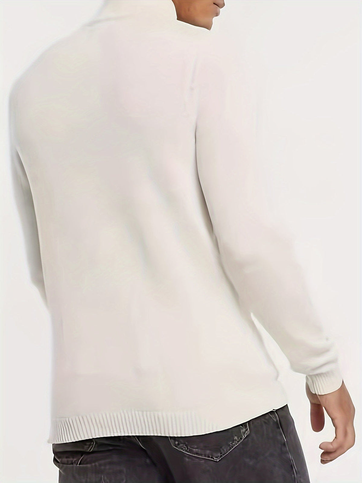 Men's Casual High Neck Half-Zip Knit Pullover