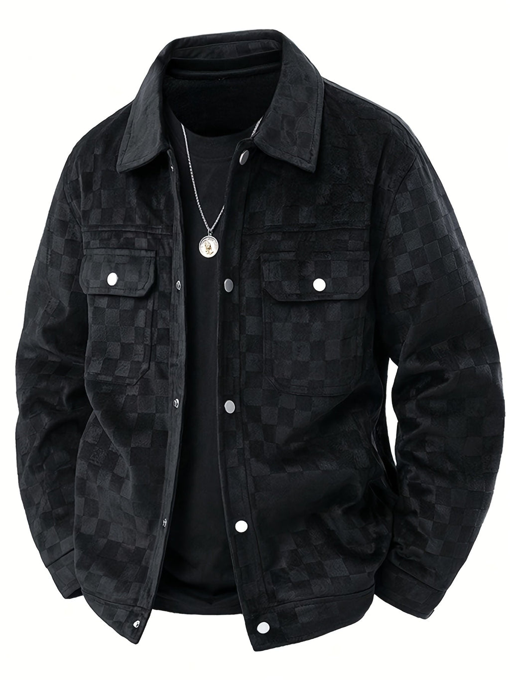 Men's Printed Popper-Front Utility Jacket