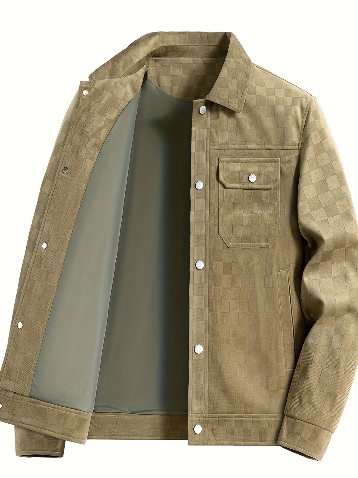 Men's Printed Popper-Front Utility Jacket