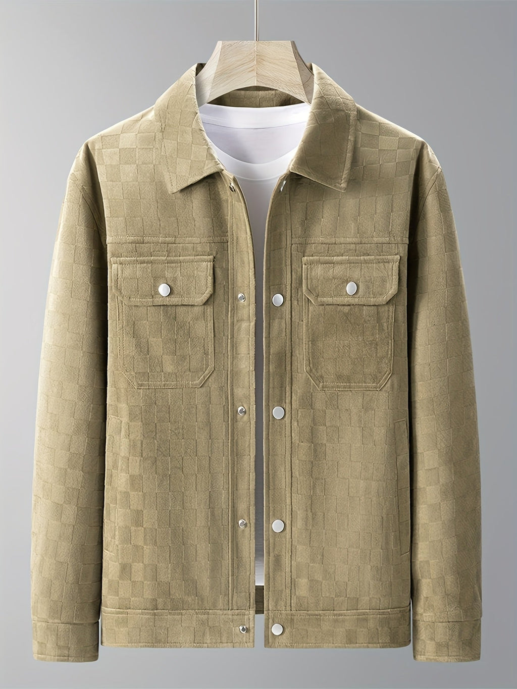 Men's Printed Popper-Front Utility Jacket