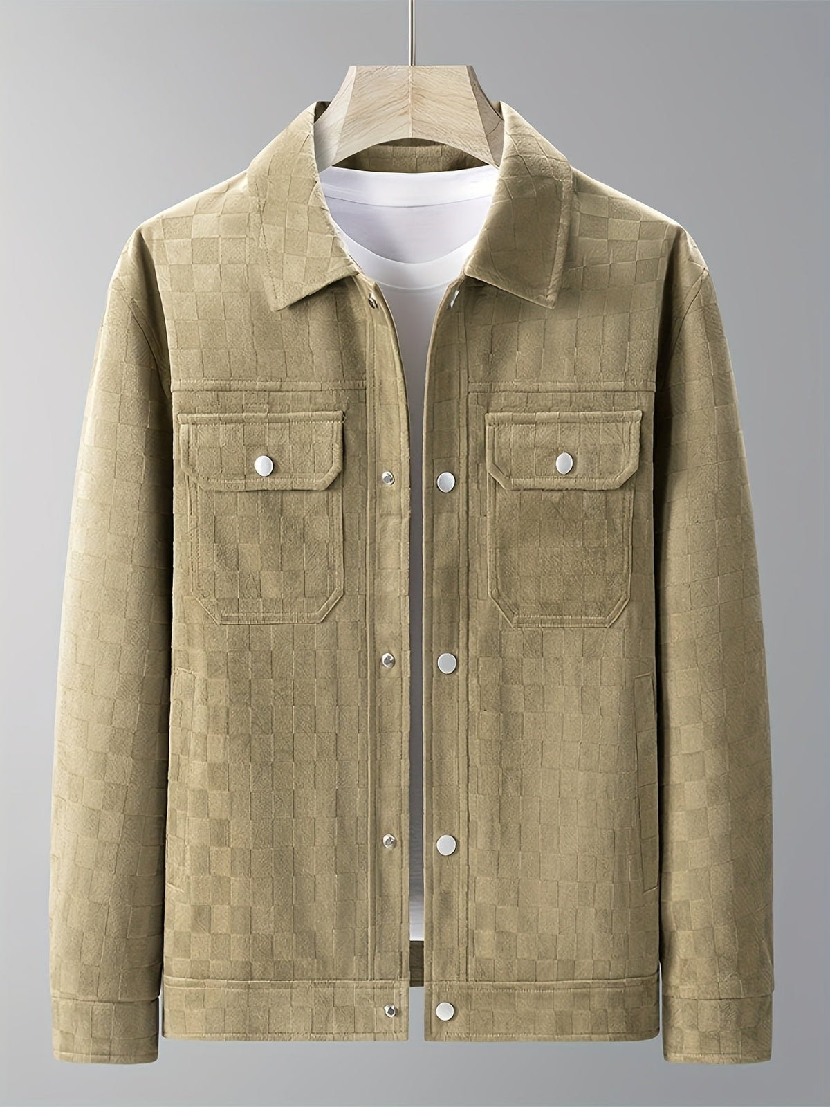 Men's Printed Popper-Front Utility Jacket
