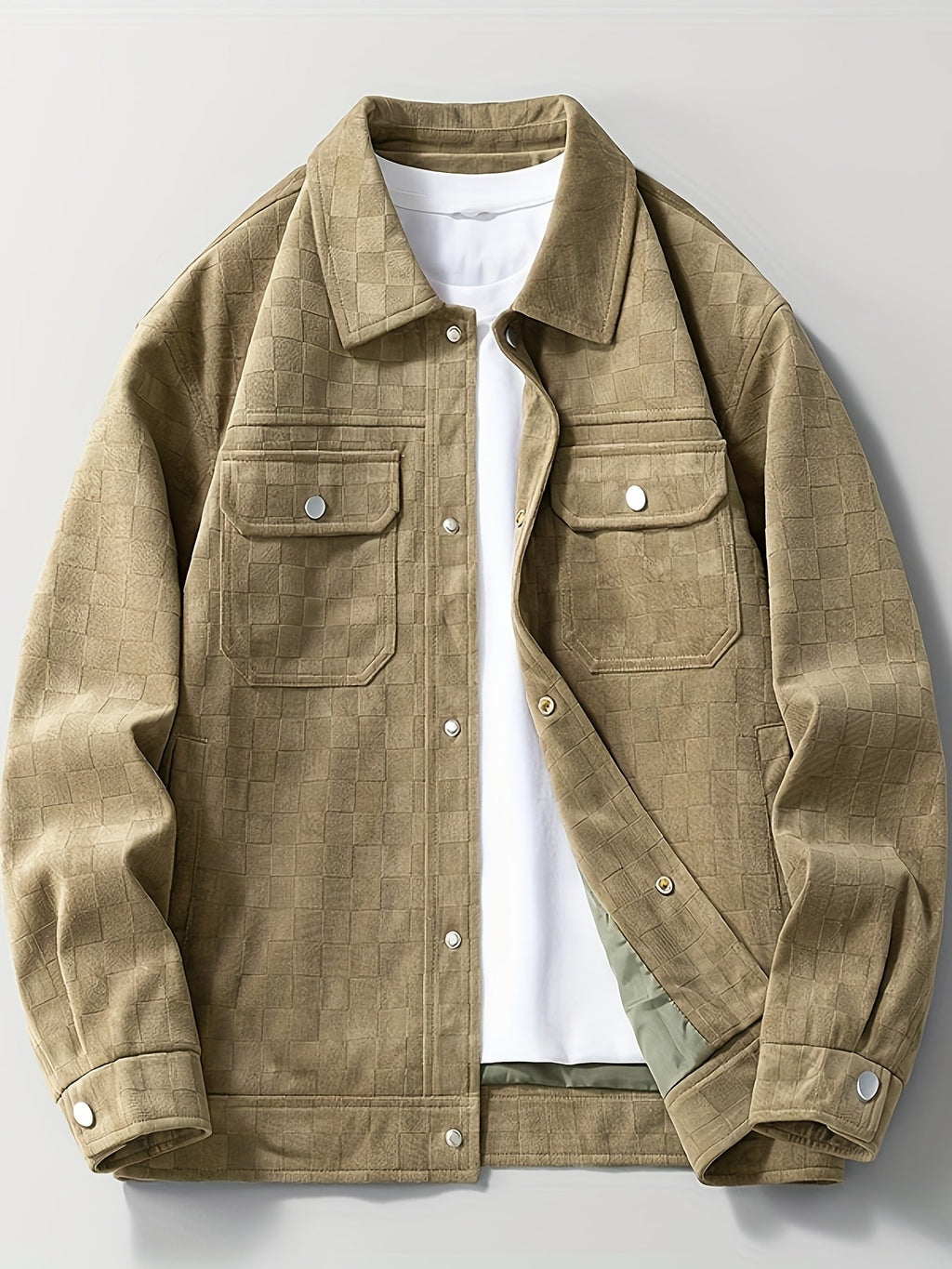 Men's Printed Popper-Front Utility Jacket