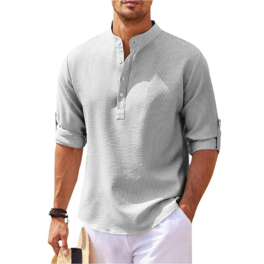 Men's Stand Collar Summer Henley Shirt